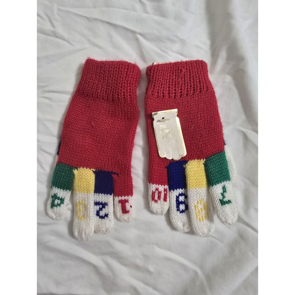 Vintage‎ Girls Gloves Primary Colors Numbers Size 3-7